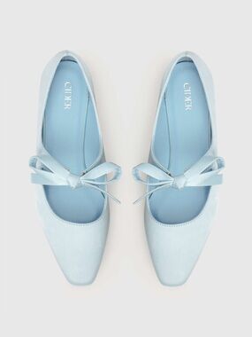 Cider Light Blue Bow-Tie Ballet Flats